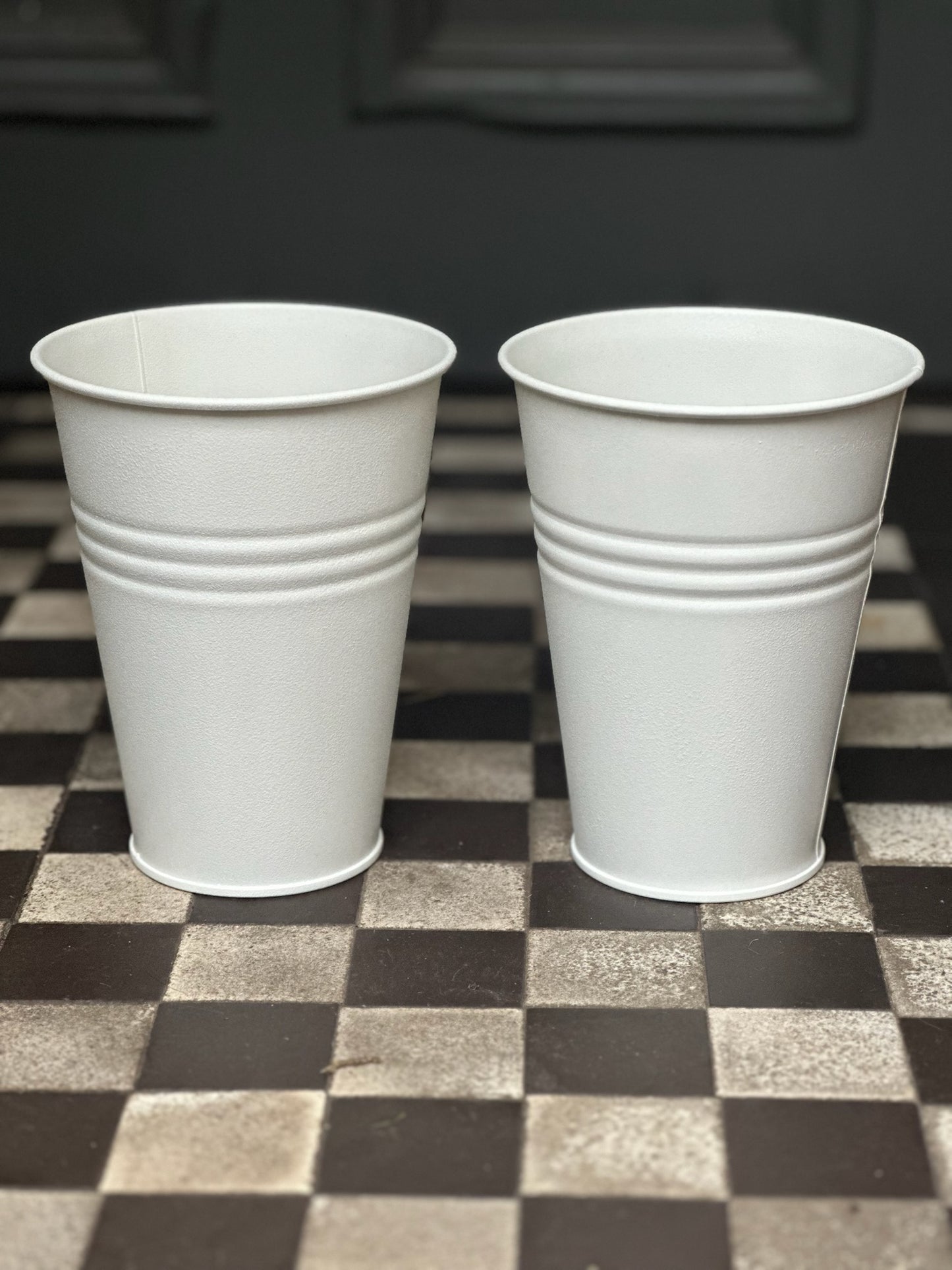 Tall Zinc Planter – Light Grey