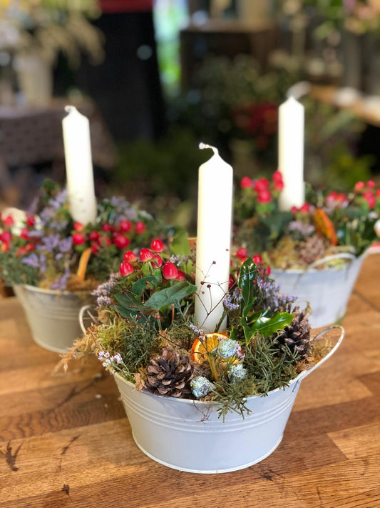 Zinc Tin Christmas Table Arrangement